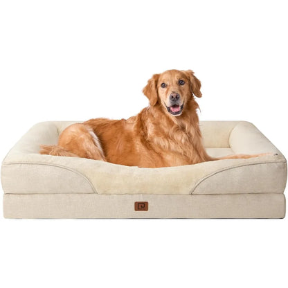 Memory Foam Dog Bed - Orthopedic Sofa with Sides,;