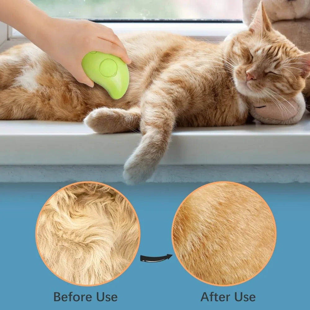 Pet Steamer Brush, , Cat Water Brush for Massage; Self Cleaning, Steaming Cat Brush ;