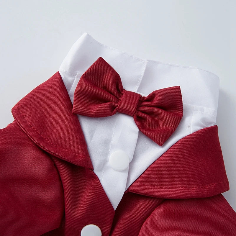 Pet Dog Tuxedo; Formal Pet Wedding Party Suit for Small/ Medium Dogs; Dog Boys Bow Tie Shirt;