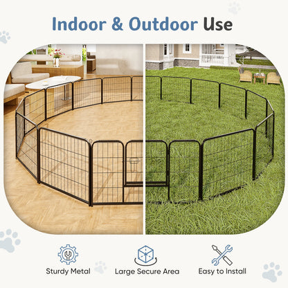 16 Panel  Playpen Indoor; Pet Fence for Yard; w/2 Doors;