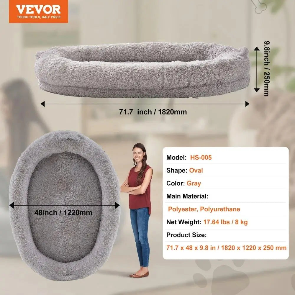 Extra Large Dog Bed 72x48x10in; Washable Velvet Bean Bed;