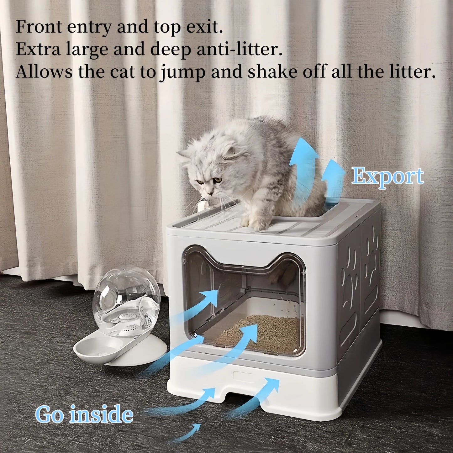Convenient Foldable Litter Box: Drawer Design with Scooper:  Easy Cat Waste Management;