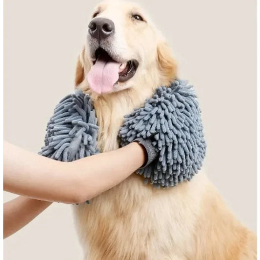 Pet Grooming Gloves ;Quick Drying Dogs Paw Towel; Chenille Microfiber Double Sided Dogs Grooming Mit;