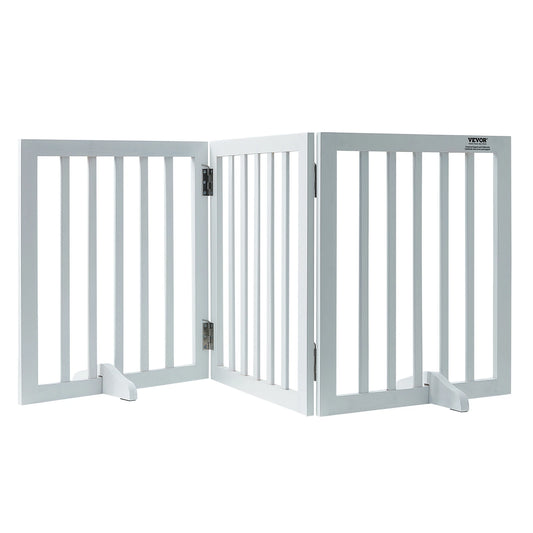 Freestanding Wood Pet Gate; 3 Panels Foldable ;Adjustable