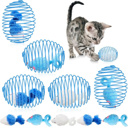 5 cat spring balls, stretchable spring toys,