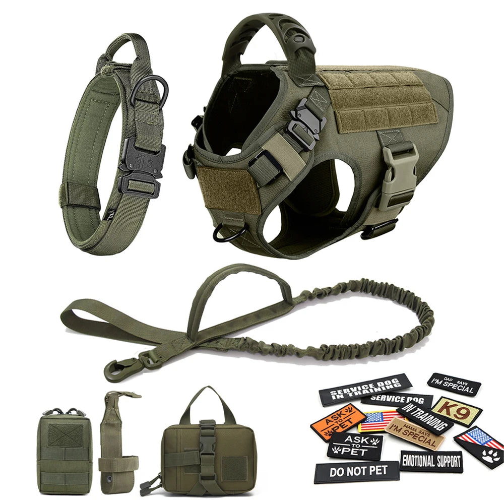 Military  Dog Harness , Collar ,Leash ; Bags Patches Set;