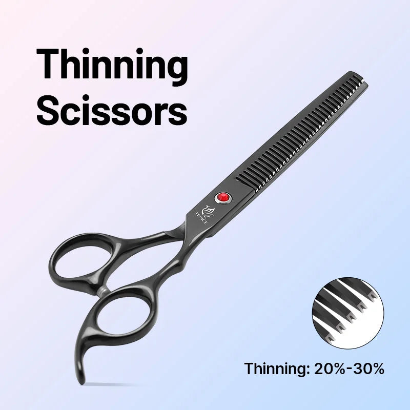 Classical Model homeuser Alloy steel 6.5/7.0 Inch rainbow&black dog grooming scissors; Shears set for household pet owner;