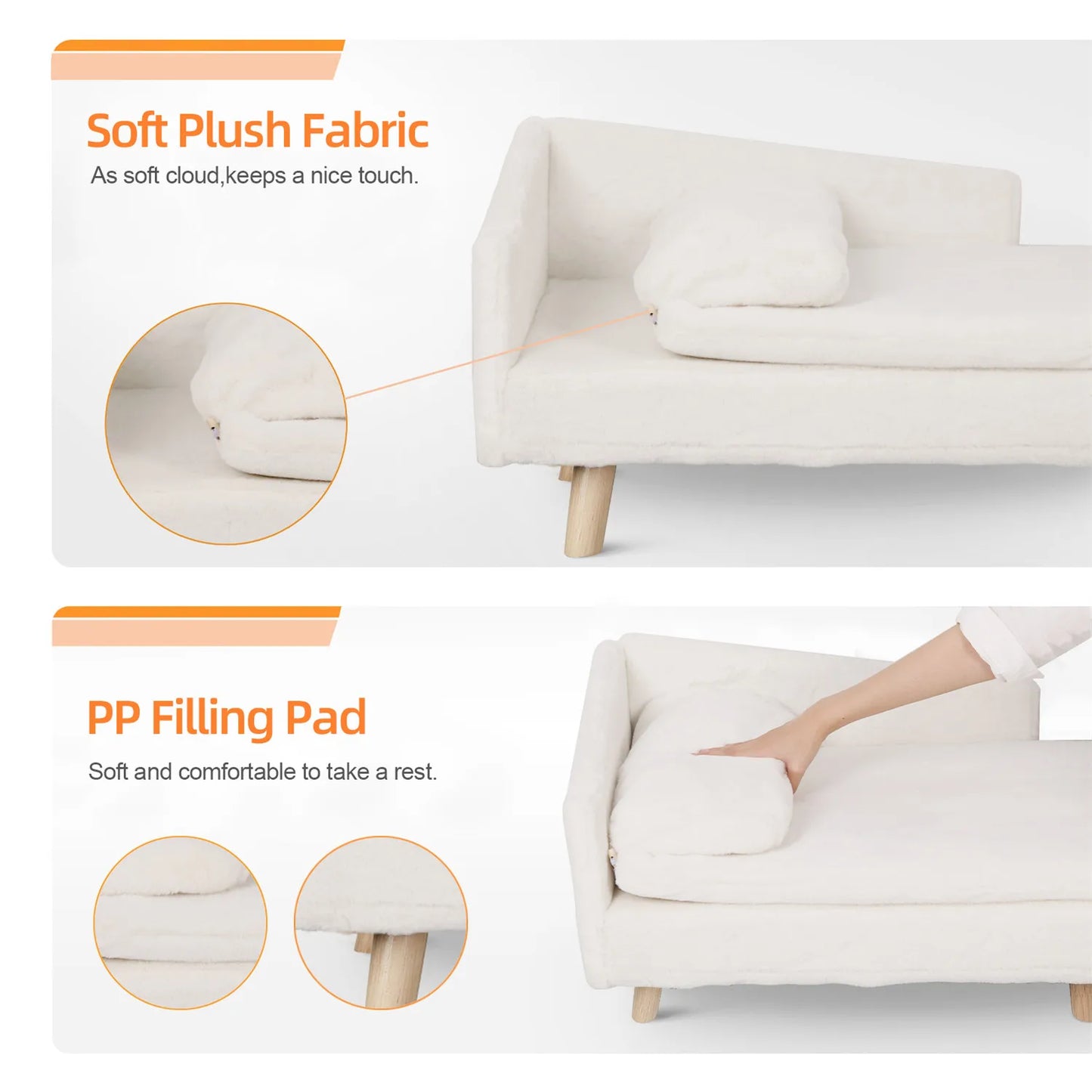 Elevated Pet Bed;Nordic Stool Bed w/ Pad; Waterproof Pet Sofa