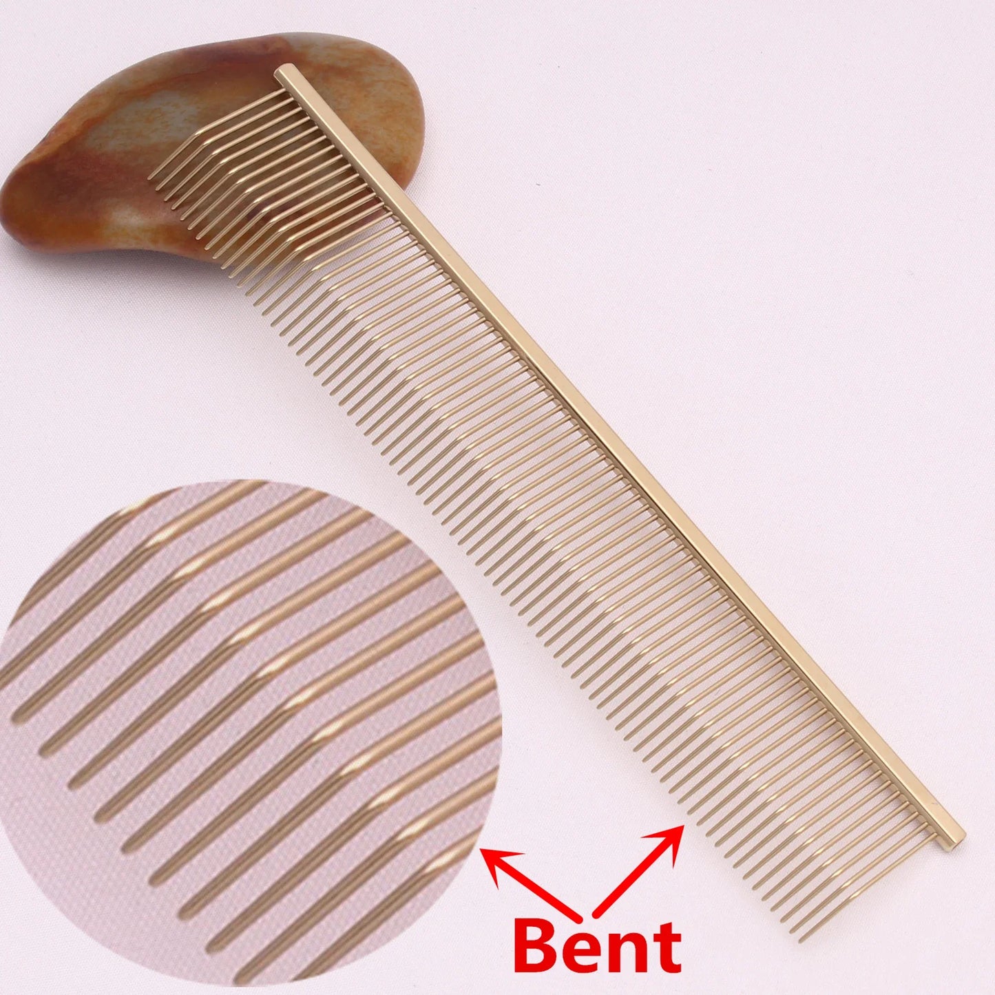 Copper Dog Grooming Combs; Pet Boundary Knot Massage Tools; Professional Salon  Hair Cleaning Crescent High/ Low Teeth