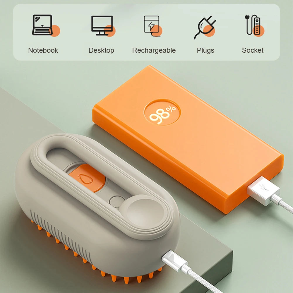 3-in-1Pet Hair Brush;  Electric Pet Cleaning Brush; Steam Spray Brush; Massage Hair Removal brush;
