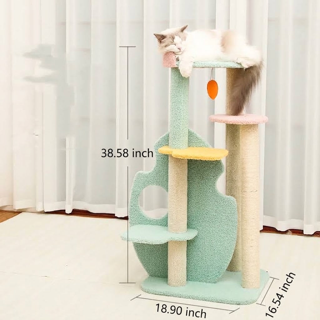 Pet Scratching Post With Interactive Toy For Play And Exercise