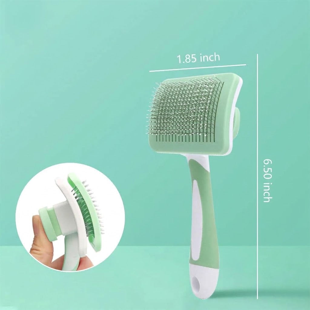 Pet Self-Cleaning Slicker Brush For Easy Fur Removal