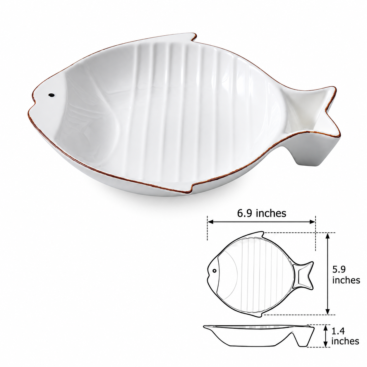 Fish-Shaped Ceramic Feeding Bowl With Stylish Design For Mealtimes