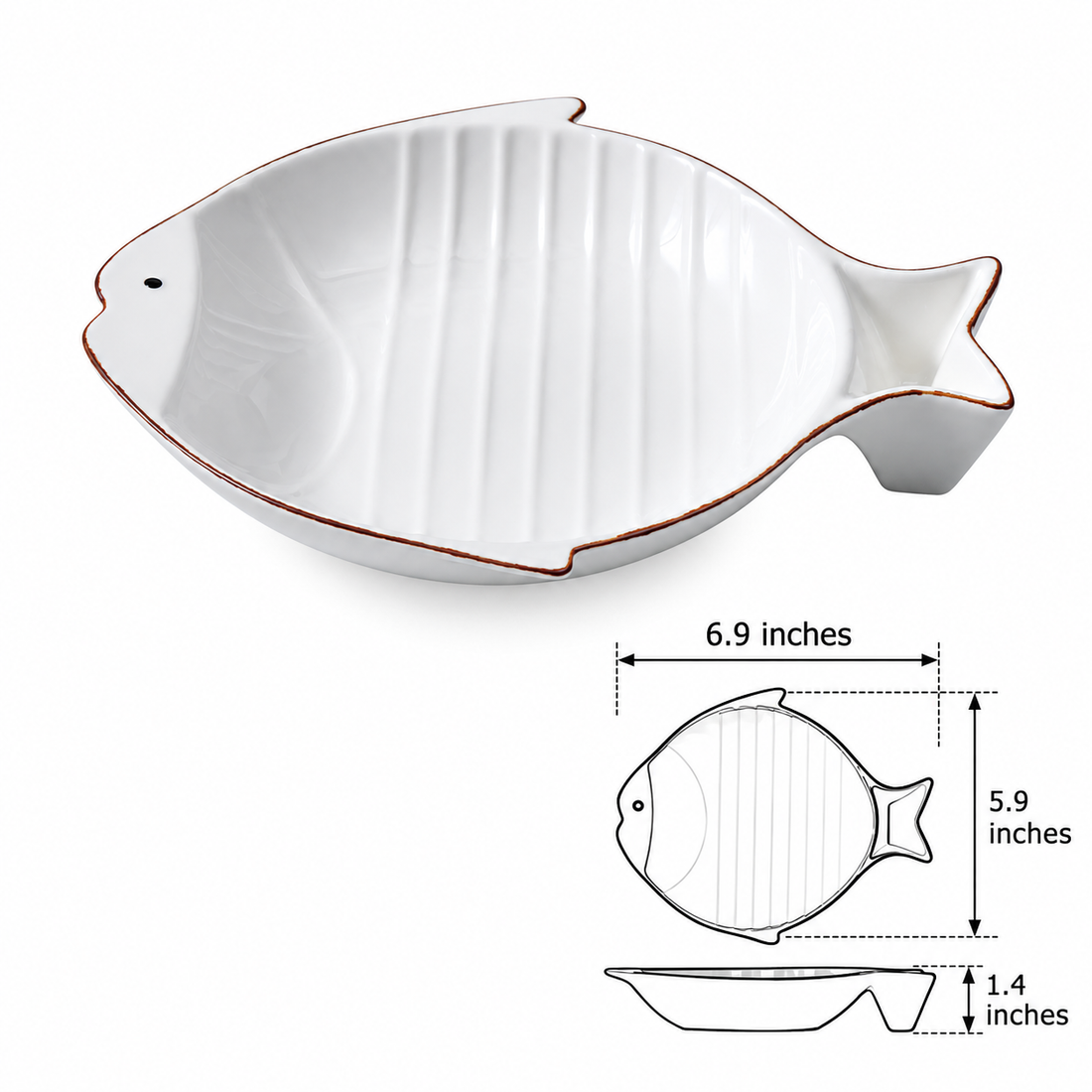 Fish-Shaped Ceramic Feeding Bowl With Stylish Design For Mealtimes