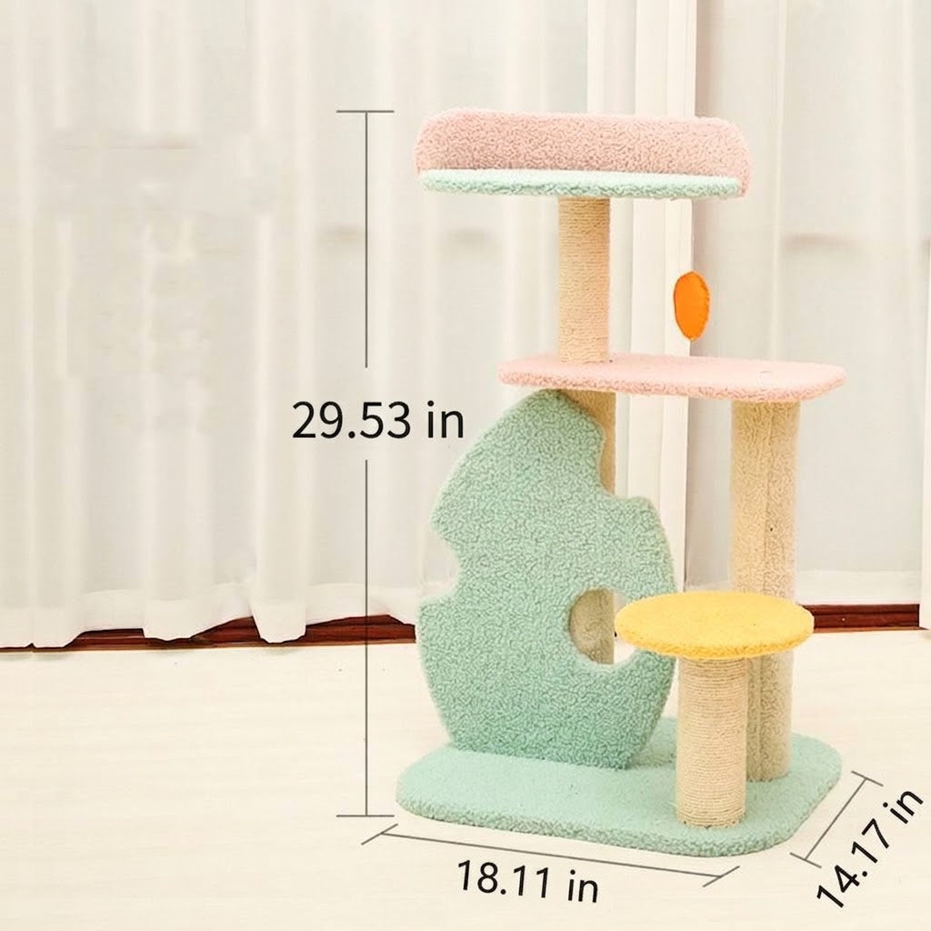 Pet Scratching Post With Interactive Toy For Play And Exercise