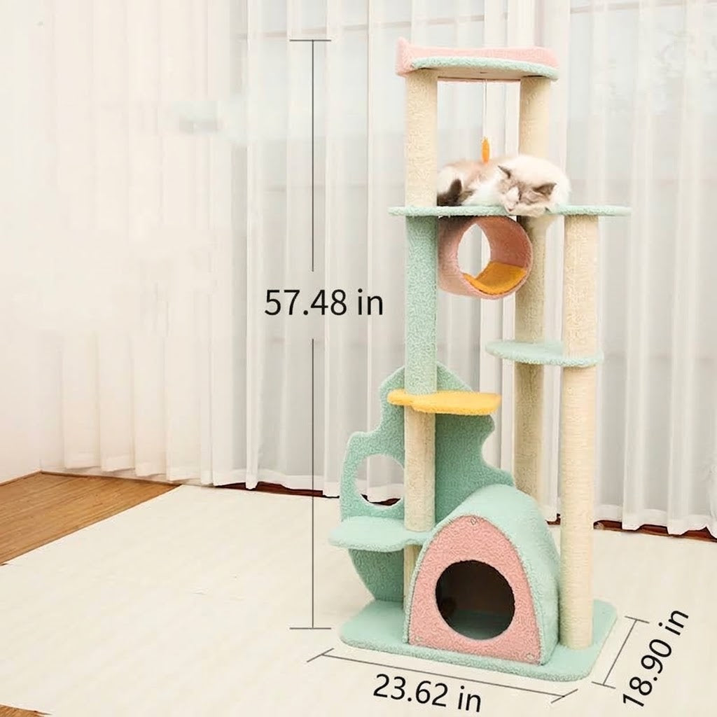 Pet Scratching Post With Interactive Toy For Play And Exercise