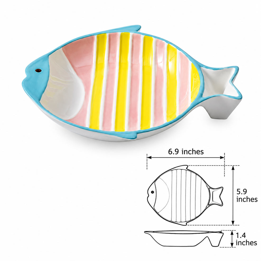 Fish-Shaped Ceramic Feeding Bowl With Stylish Design For Mealtimes